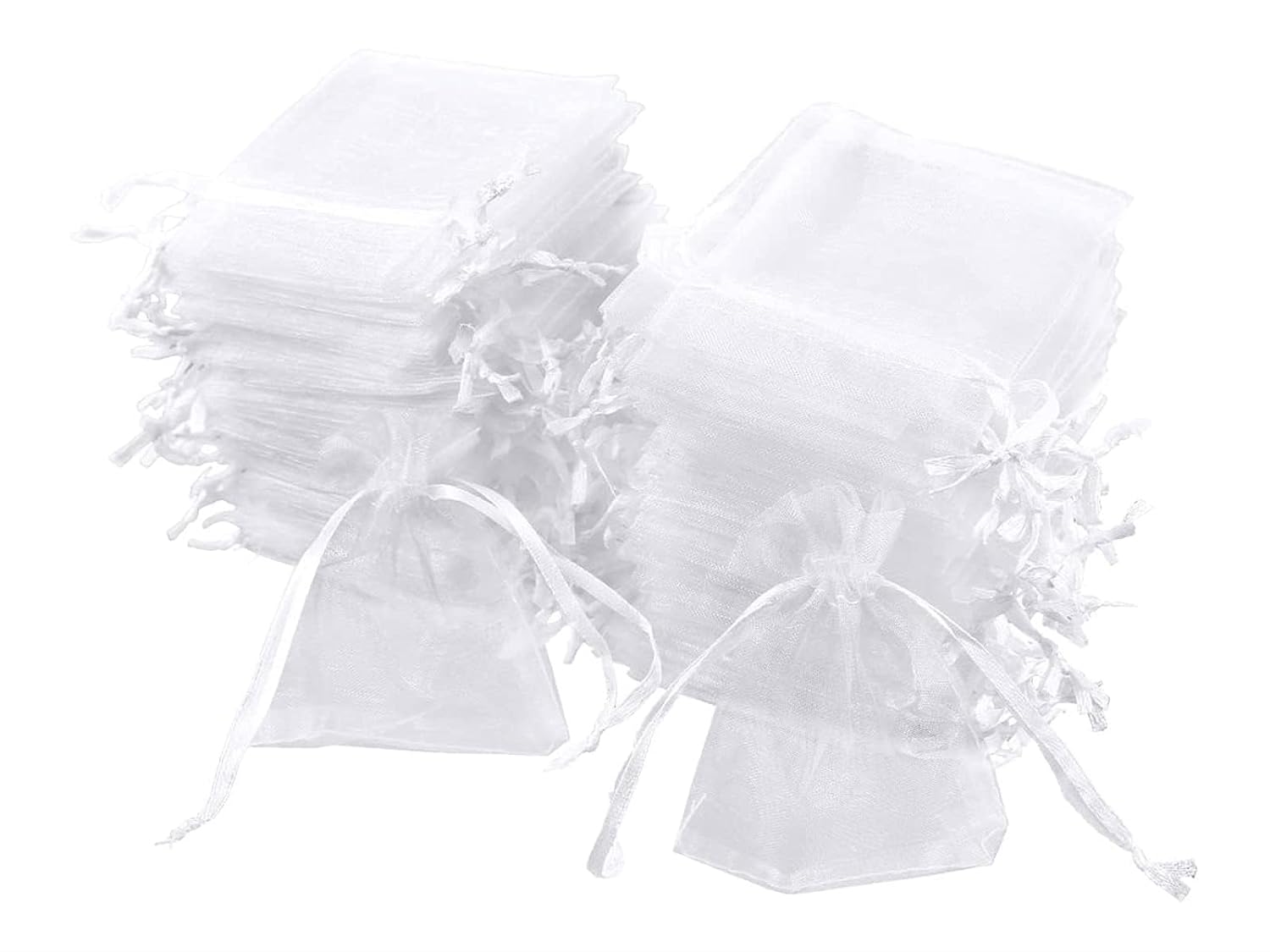 Carehabi - 100 Sztuk Woreczków z Organzy, Białe, 7 x 9 cm, na Prezenty, Biżuterię, Torebki Ślubne, Lawendowe, Upominki