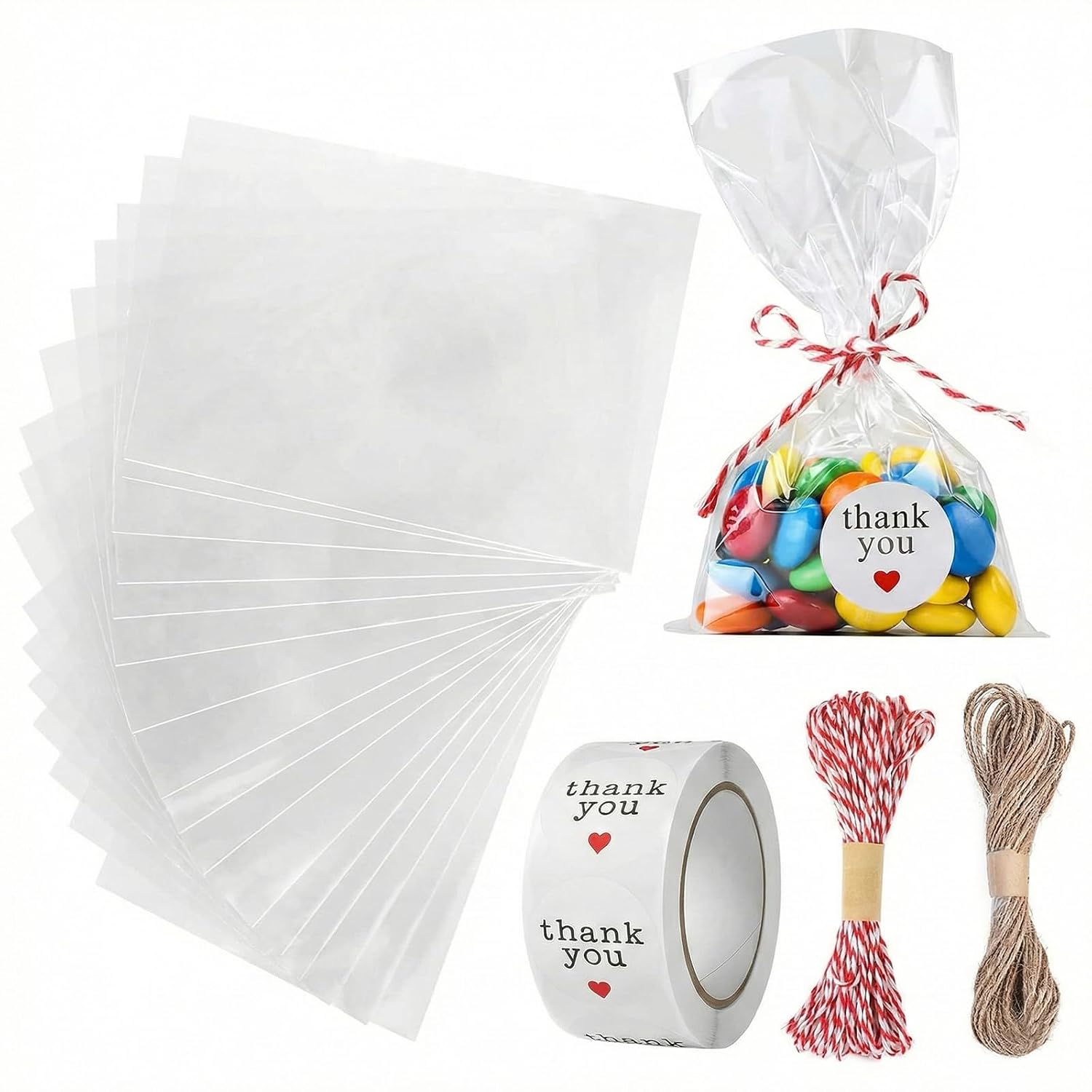 200pcs 10 * 15 cm Cellophantüten Klar Süßigkeiten Tütchen Transparent