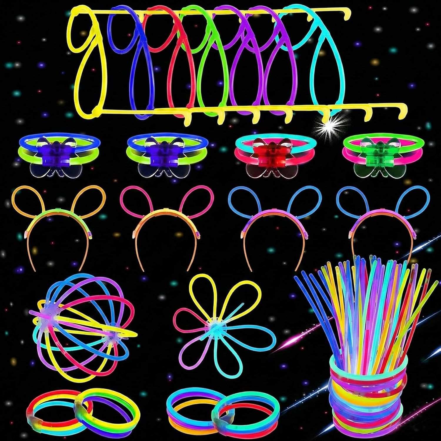 Carehabi Kniklichtjes, partyset, 100 stuks, kniklichtjes, kinderlampen met connector, lichtgevend feest, decoratie, feestaccessoires, festivalaccessoires