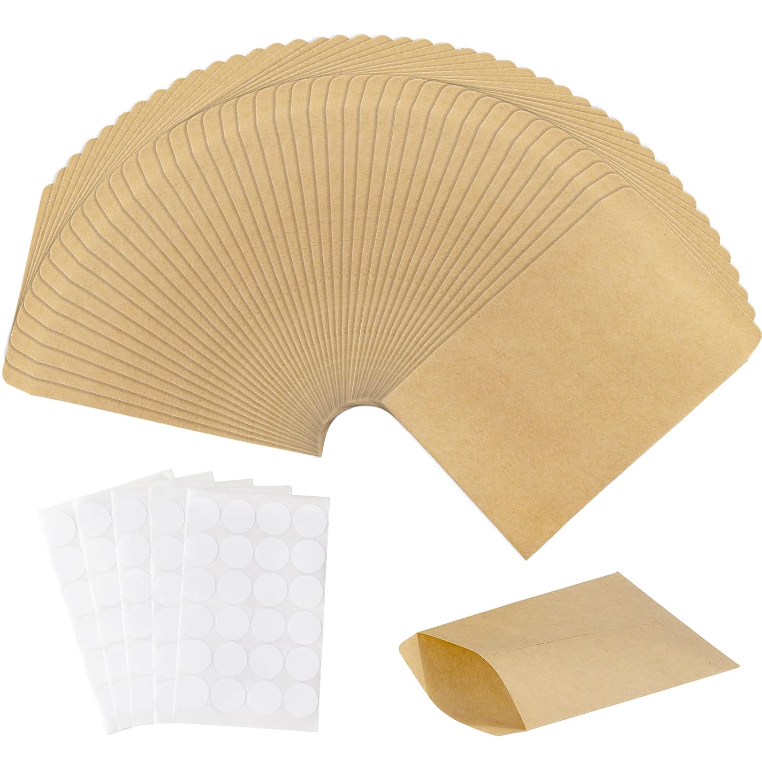 Carehabi Małe torebki papierowe 6 x 10 cm, 150 sztuk, mini papierowe torebki z papieru typu kraft, brązowe, na upominki imprezowe, słodycze, kartki świąteczne, monety, kalendarz adwentowy do