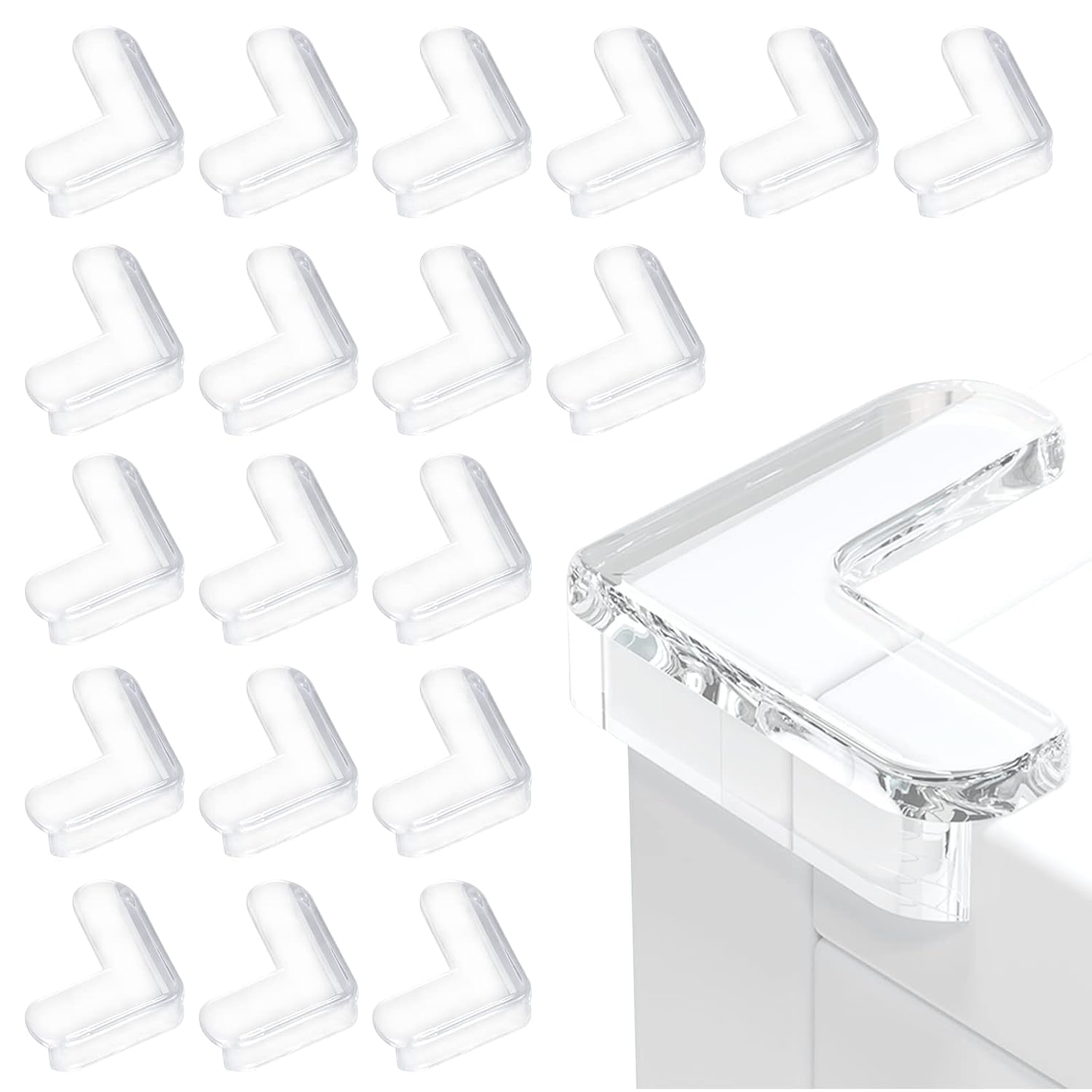 BillyBath 20 x Baby Table Corner Protectors, Transparent and High Elasticity, Table and Furniture Corner Protector