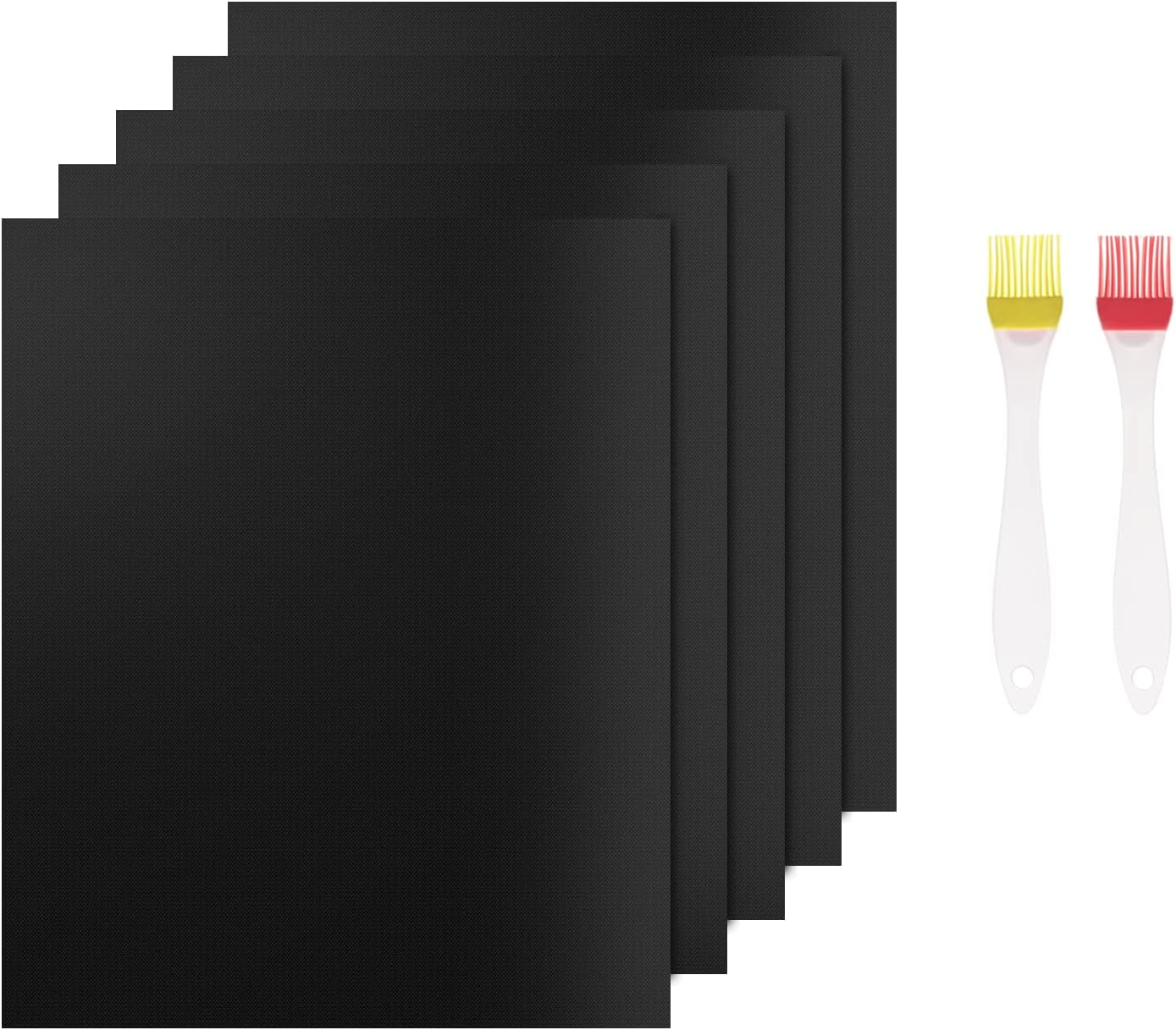 Grillmat voor gasgrill, 5 stuks, anti-aanbak, bakmat, herbruikbaar, bakpapier, barbecue-accessoires voor houtskoolgrill, elektrische tafelgrill, oven, PFOA-vrij