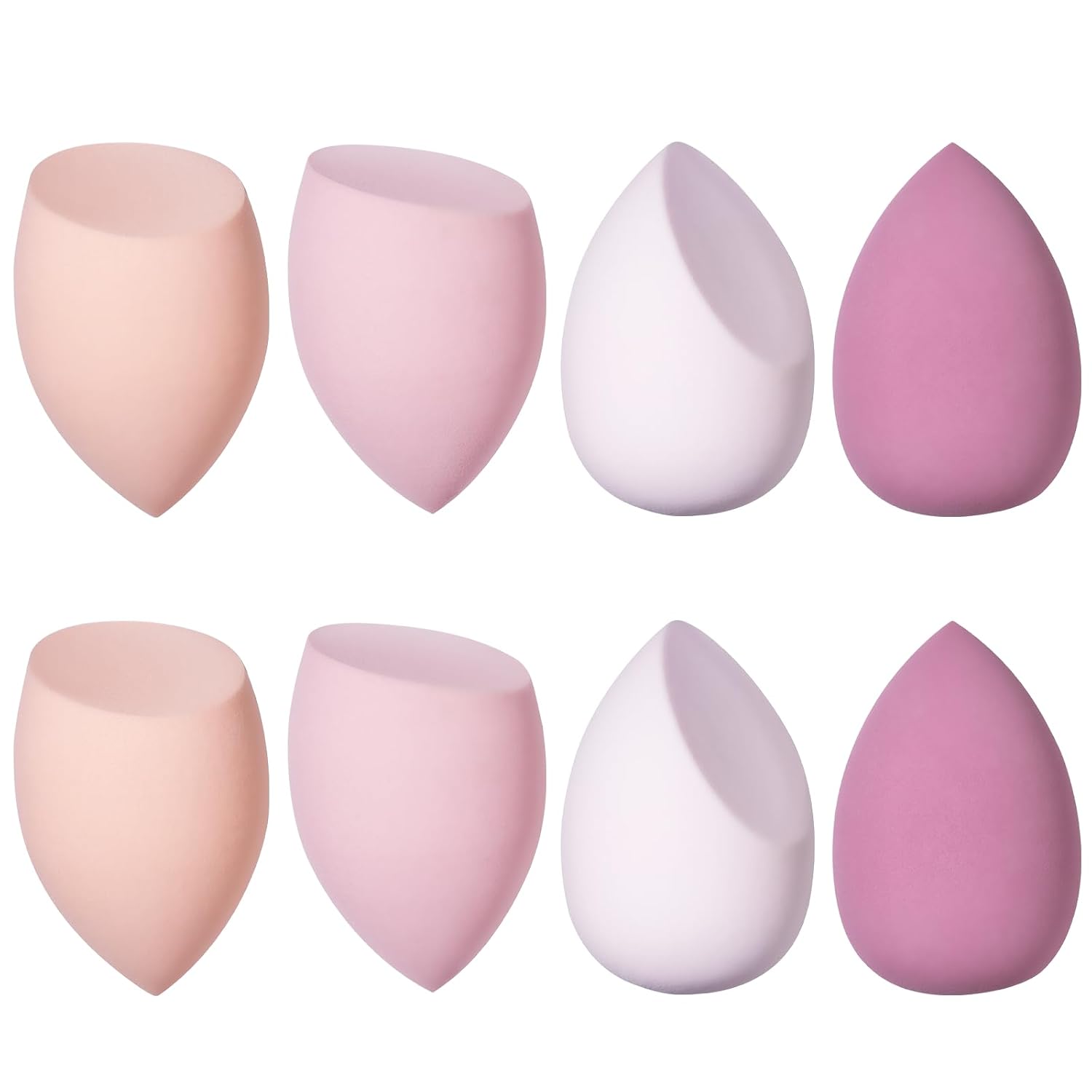 Carehabi Makeup Sponge, for Foundations, Powder and Liquids, 3 Shapes, 8 Piece