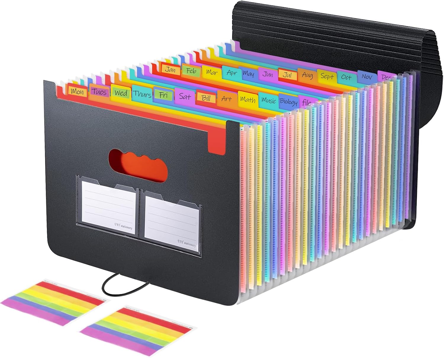 Range Documento Oficina, 25 Compartments Organizadores Clasificador Documento Rango de Papel,Camisa Elástica Portátil De Acordeón Con Cubierta Y Pestañas Coloridas