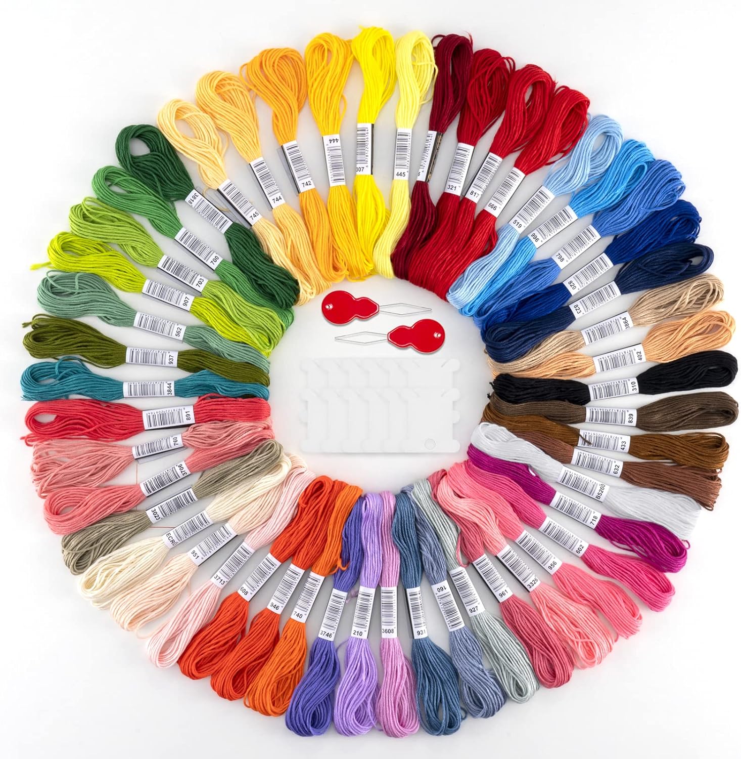 Noa Home Deco 50 Colours Embroidery Thread Set, Floss, Multicoloured, Soft Polyester, Perfect for Bracelets, Knitting, Crafts, Arts, Cross Stitch, 8 M, 6 Threads, Sewing, Crochet