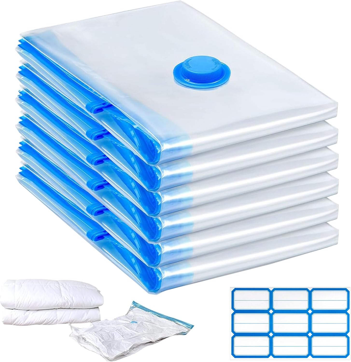 Carehabi Vacuum Bags for Clothing, Duvets, Jumbo 100 x 80 cm, XL Vacuum Storage Bags for Clothing, Bed Linen, Pillows, Pack of 6
