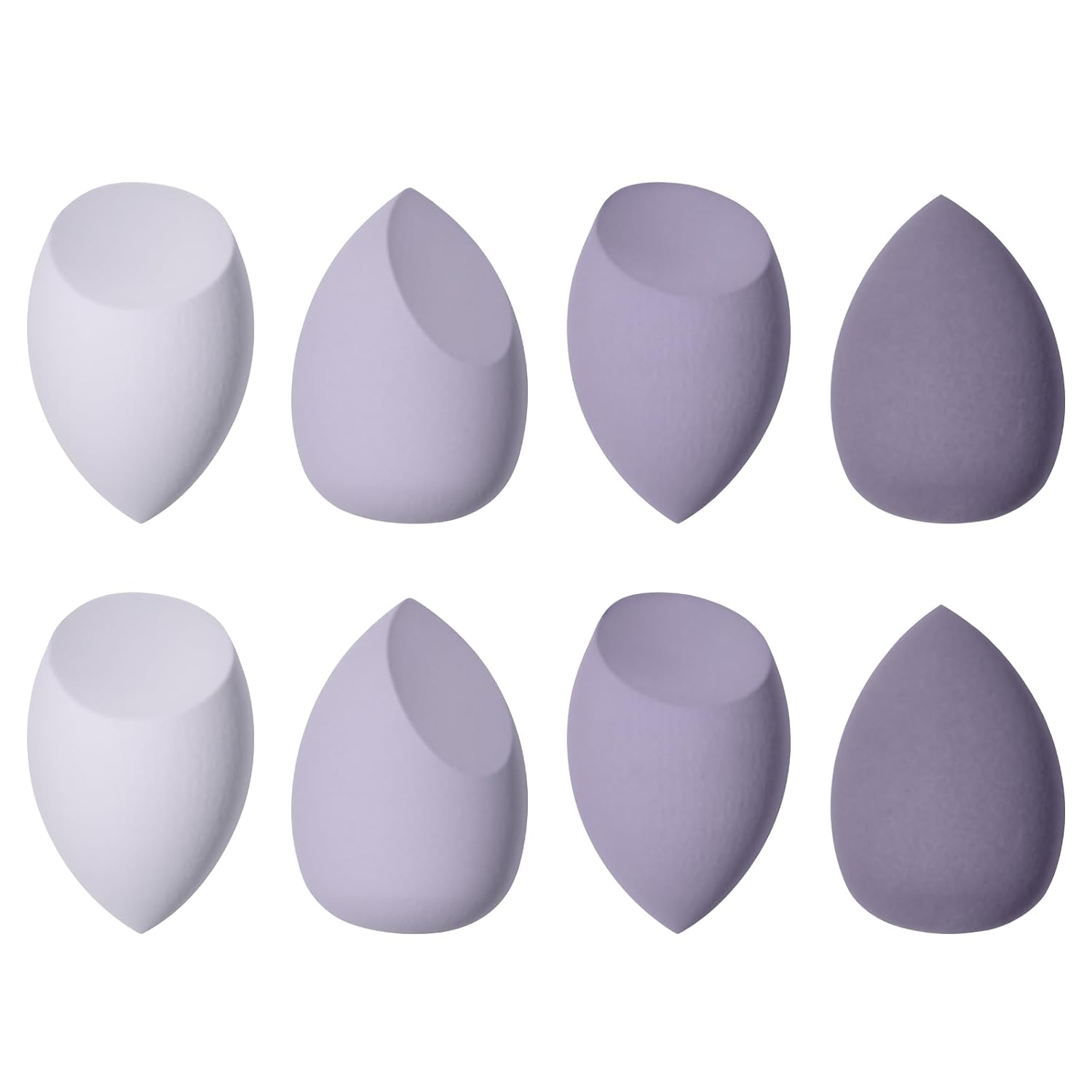 Esponja Maquillaje, 8 Piezas Esponja Para Bases, Polvos Líquidos, Etc - 3 Formas Disponibles (Morado)