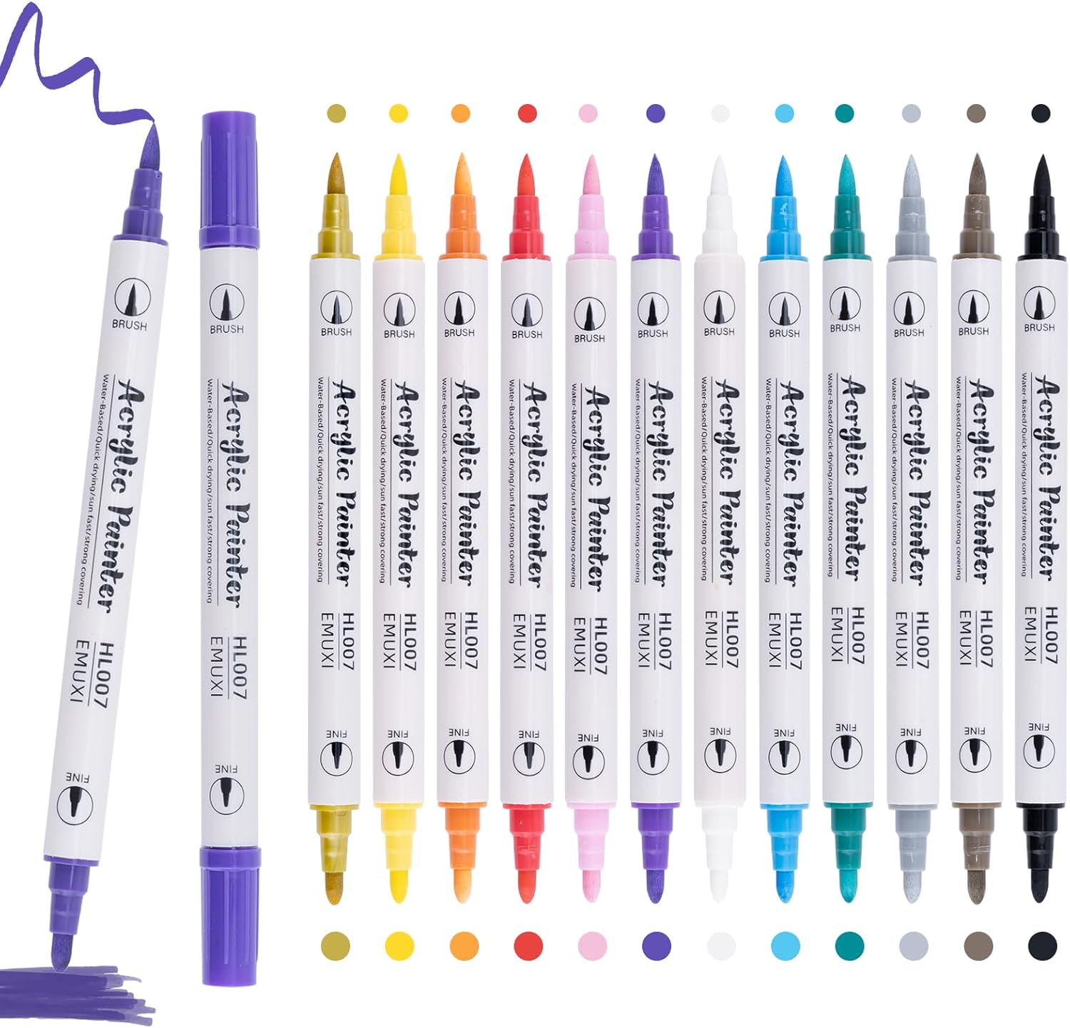 Carehabi Acrylstifte 12 Farben Acrylfarben stifte Wasserfeste Acrylic Paint Marker Stifte für Glas Holz Leinwand Keramik Weihnachten Basteln Ostern DIY Kunsthandwerk machen (12)