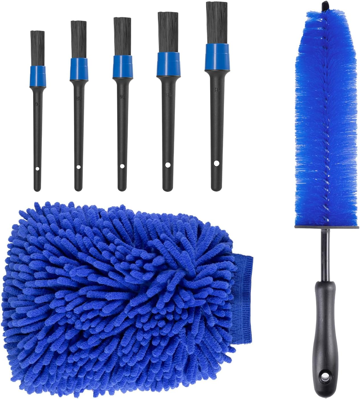Carehabi Kit Limpieza Coche, 22 Piezas Cepillo Limpieza Coche Kit Limpieza Coche Interior y Exterior para Pulir para Limpiar Ruedas Alfombrillas Azulejos Salpicadero Neumáticos