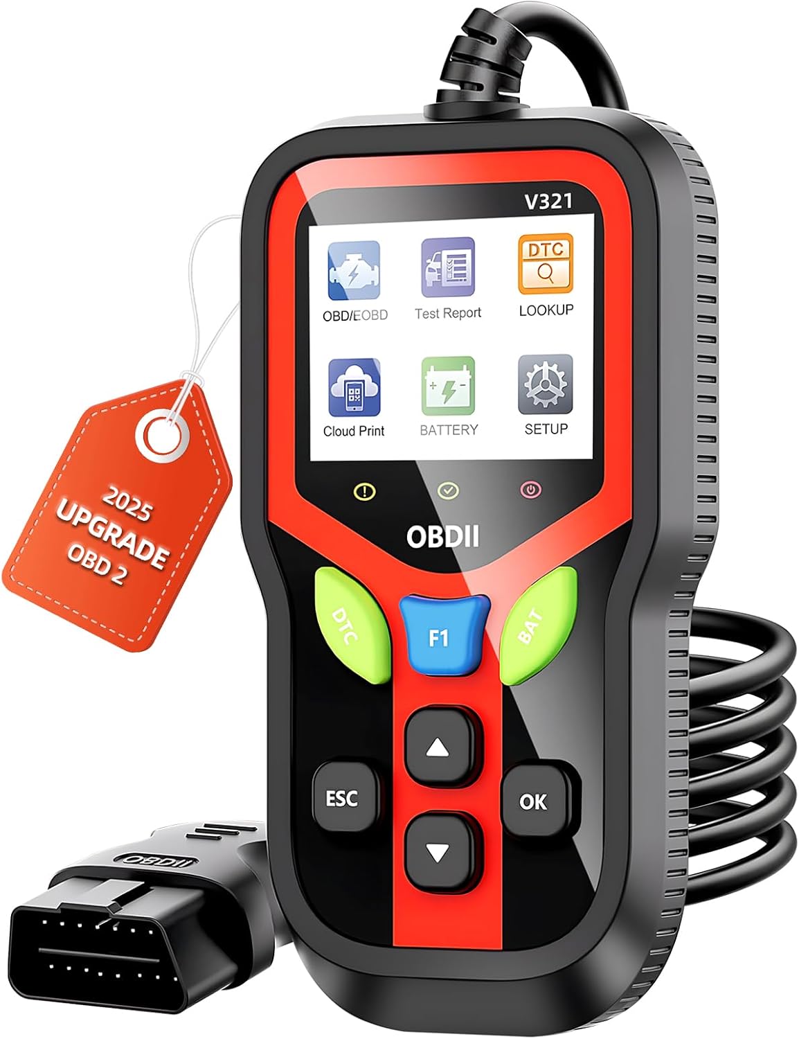 Carehabi OBD2 Diagnosegerät, Diagnosegerät Auto, Auslesegerät Auto für Alle Fahrzeuge seit 1996 & Newer (Schwarz)