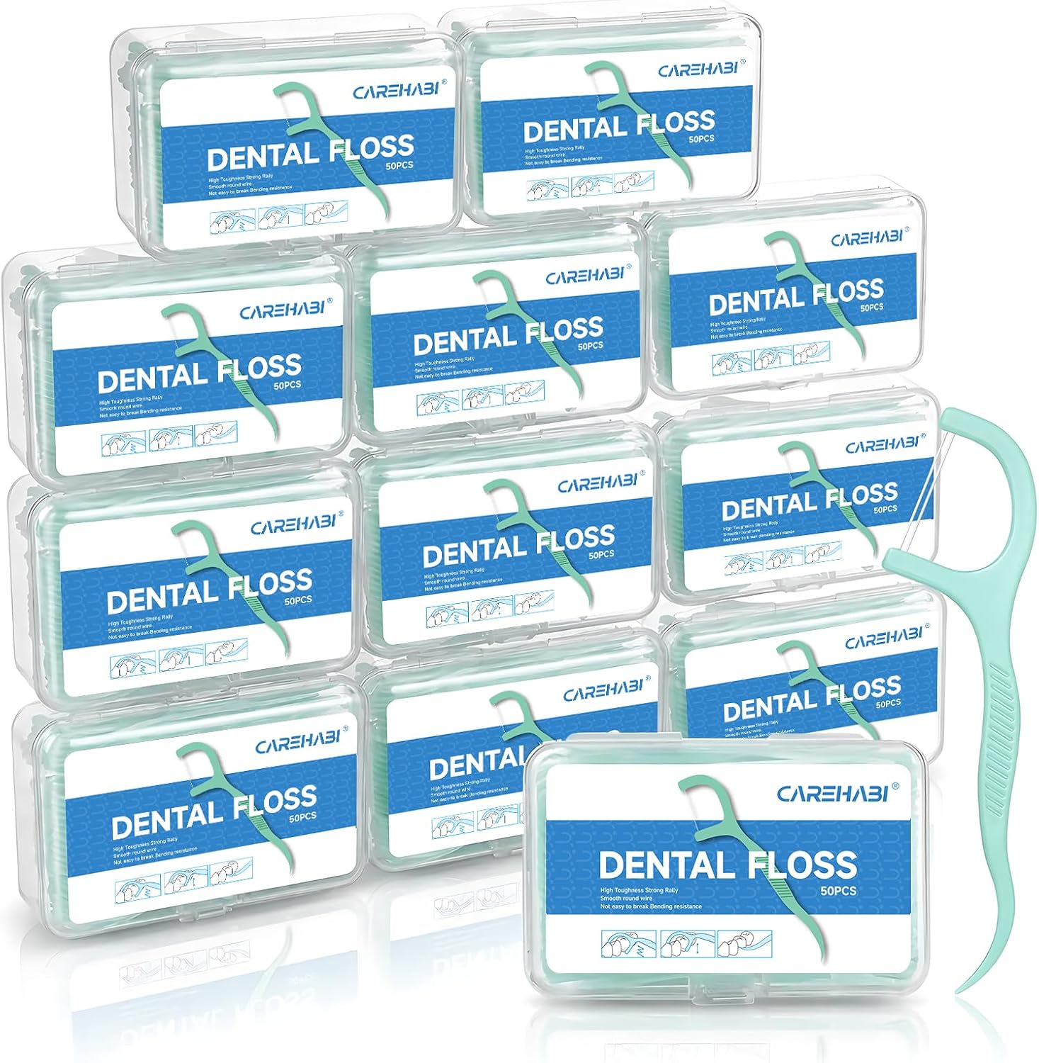 600 Hilo Dental de Dos Líneas con Sabor a Menta para el Cuidado Dental - Seda dental para Eliminar la Placa y los Restos de Comida