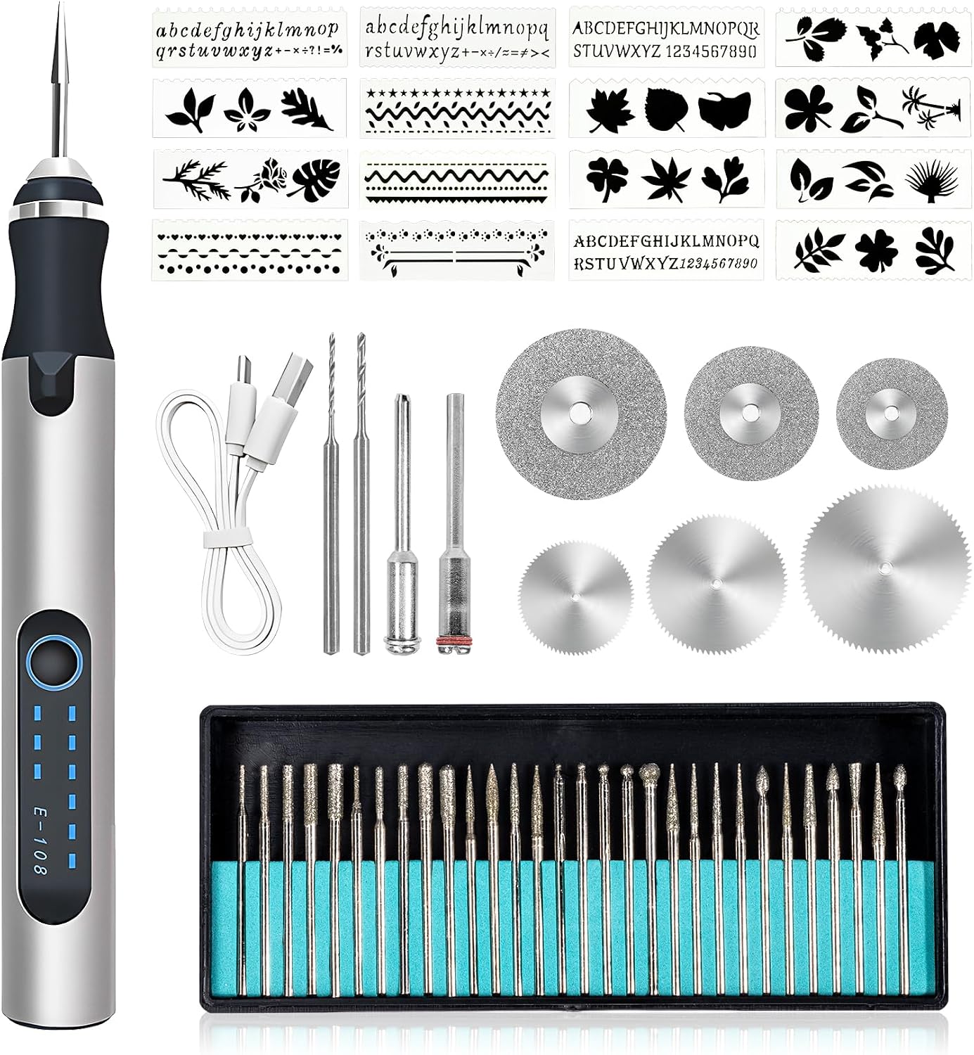 Graveerpen, oplaadbaar via USB, draadloos, draagbaar, graveerpen, graveergereedschap voor glas, hout, kunststof, metaal, steen