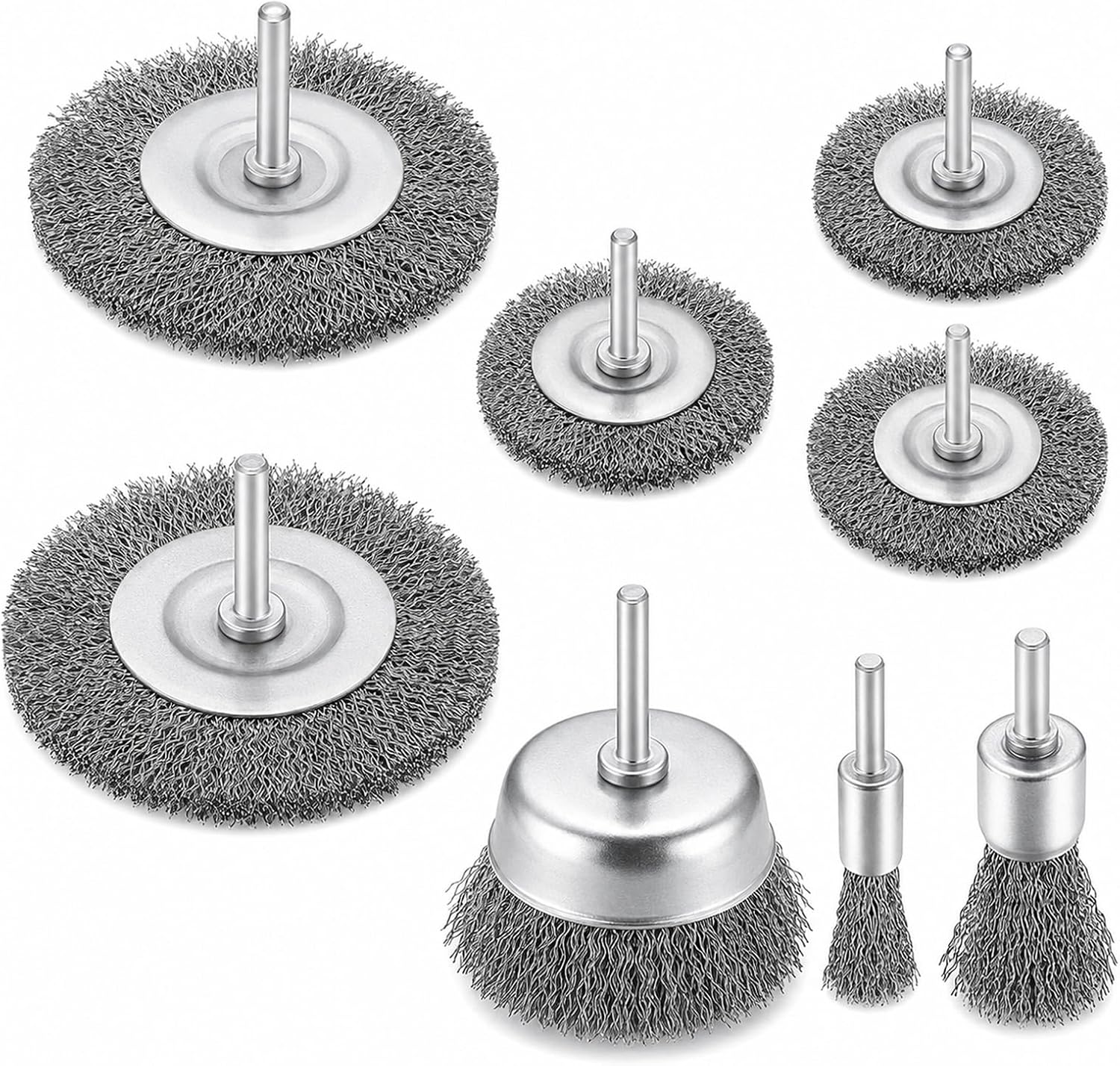 Set di 8 spazzole metalliche per una pulizia accurata, con gambo da 1/4 di pollice per la rimozione della ruggine, da montare sulla punta da trapano – Ideale per la casa e il giardino